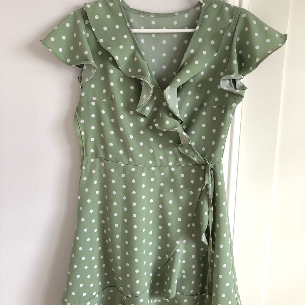 Light Green Polka Dot Mini Dress